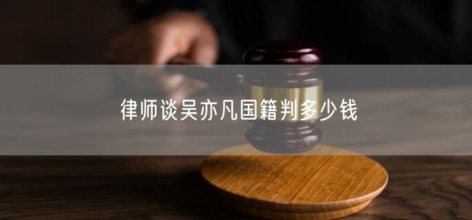 律师谈吴亦凡国籍判多少钱